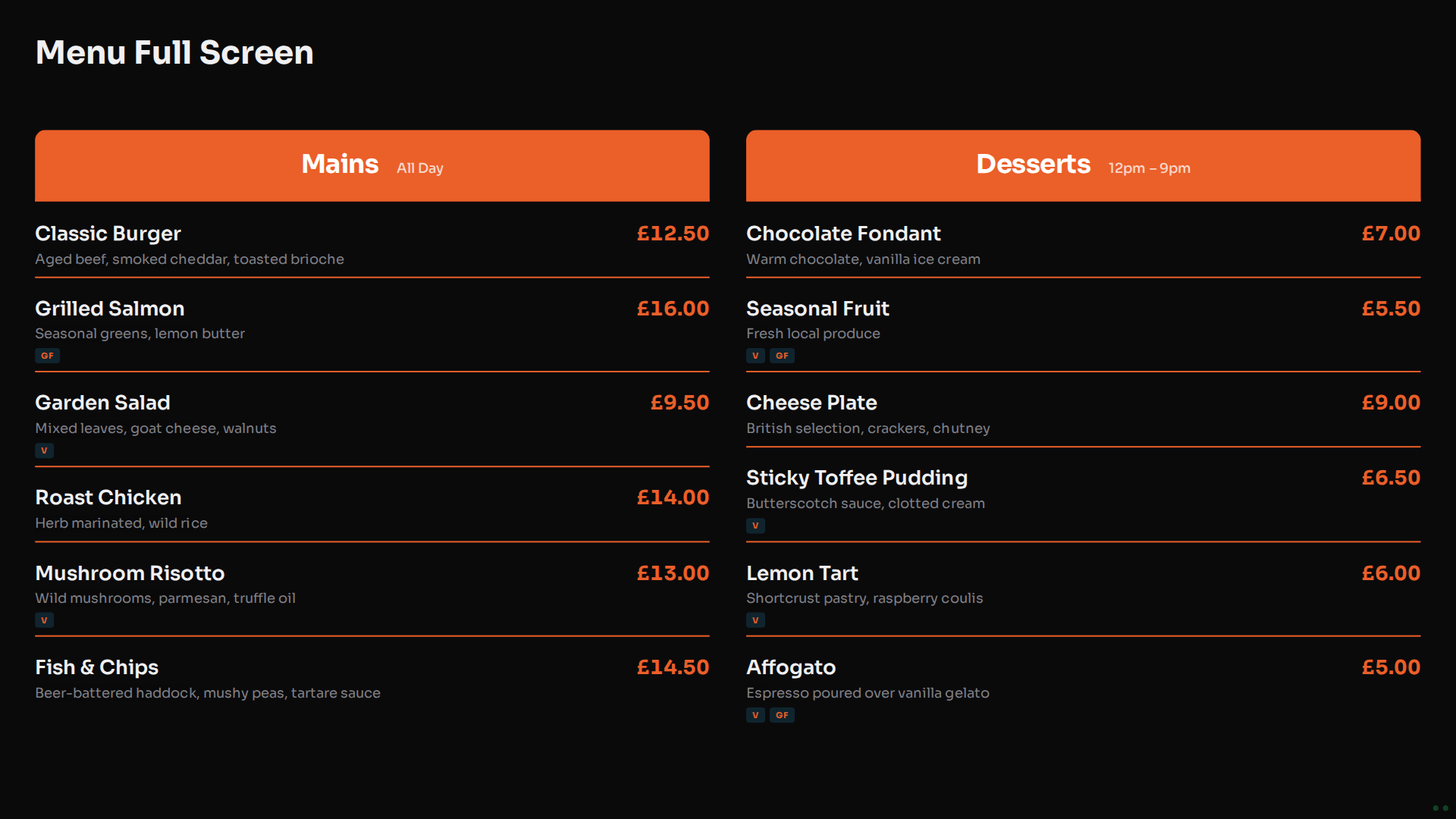 Menu Board
